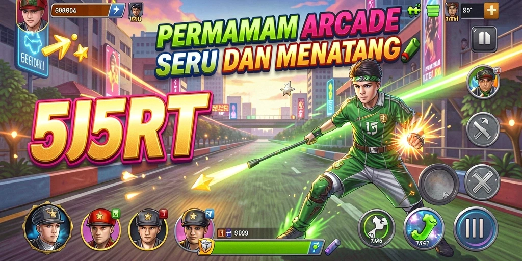 Tampilan gameplay seru dari 55RT dengan tantangan Arcade.