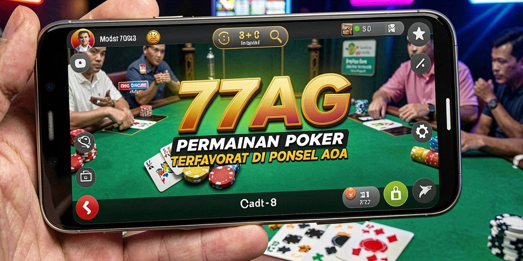Tampilan gameplay Poker yang mendebarkan dalam 77AG.