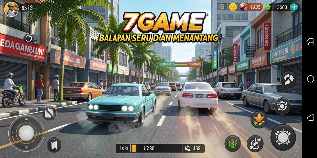Screenshot menampilkan aksi balapan mobil yang seru dan menegangkan.