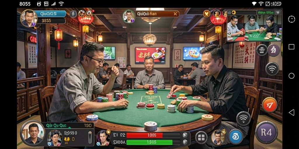 Screenshot gameplay QiuQiu yang seru dengan pemain bersaing.