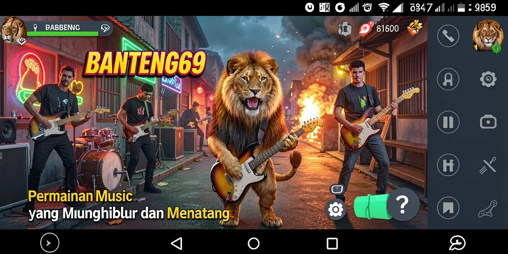 Tampilan gameplay <strong>BANTENG69</strong> dengan berbagai lagu dan tantangan interaktif.