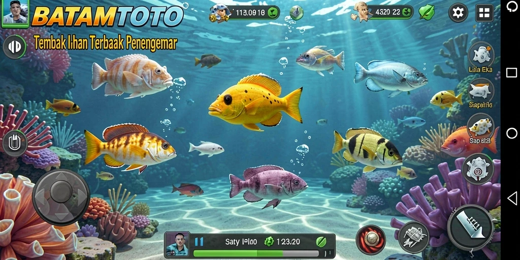 Tampilan gameplay BATAMTOTO yang intens saat menembak ikan.