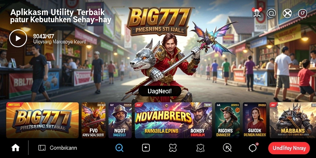 Tampilan utama BIG777 dengan fitur-fitur utilitas yang menarik.