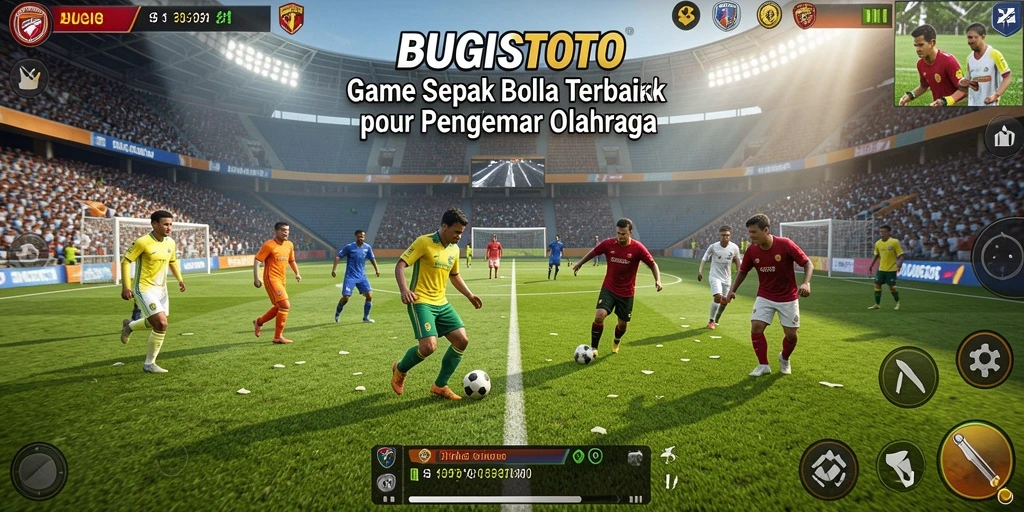Screenshot gameplay intens dari permainan sepak bola yang mendebarkan.