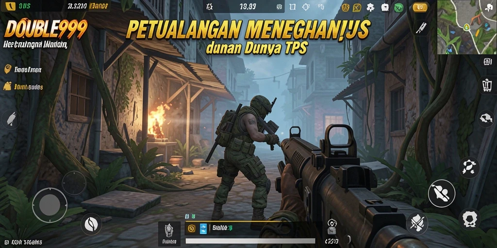 Tampilan gameplay seru dari DOUBLE999 dalam aksi TPS.