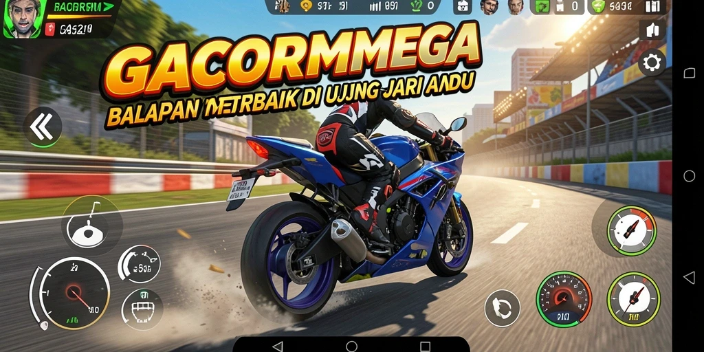 Gameplay balapan motor seru dalam GACORMEGA.