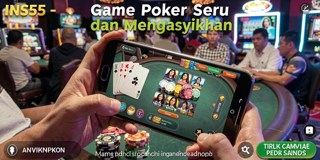 Screenshot utama INS55 menunjukkan pemain menikmati pertandingan poker yang seru.