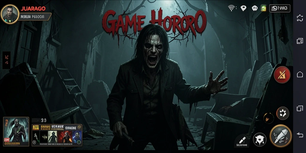 Tampilan menakutkan dalam gameplay JUARAGO yang penuh misteri.