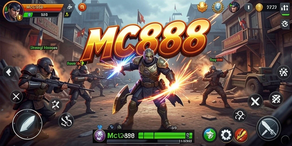 Tampilan gameplay menarik dari game strategi MC888 dengan berbagai unit yang beraksi.