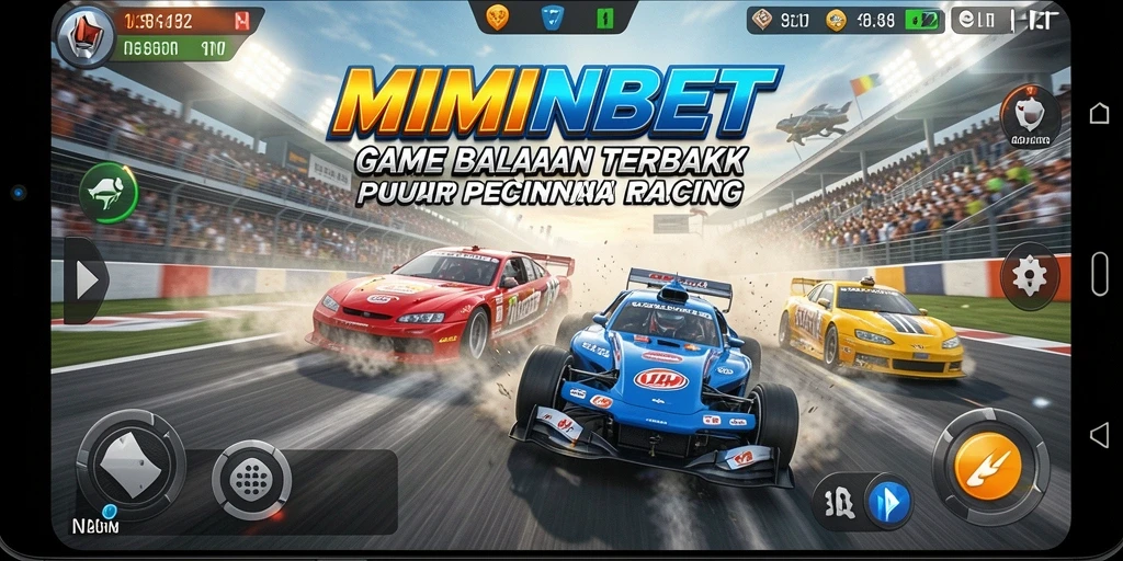 Tampilan gameplay MIMINBET yang seru dan mendebarkan di trek balapan.