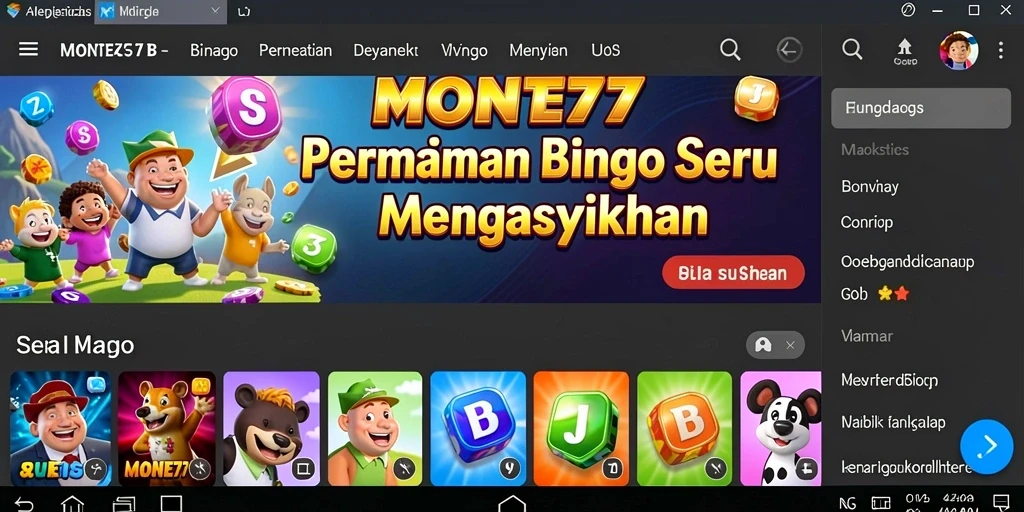 Tampilan menarik dari gameplay Bingo di MONTE77.