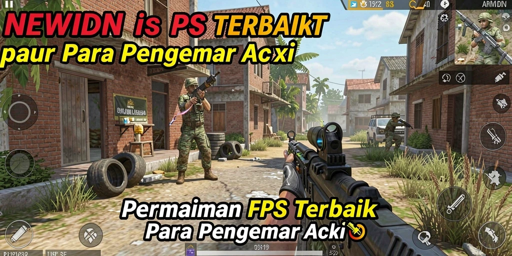 Tampilan gameplay intens di medan perang FPS.