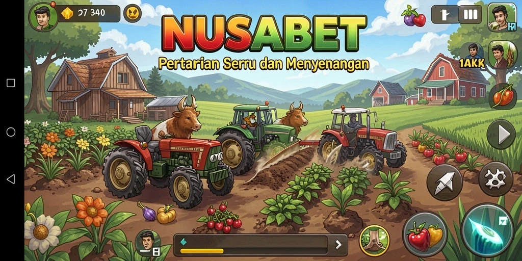 Tampilan gameplay menarik dari NUSABET dengan berbagai tanaman dan hewan.