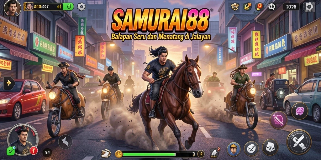 Gameplay seru dan menantang di SAMURAI88 saat balapan.