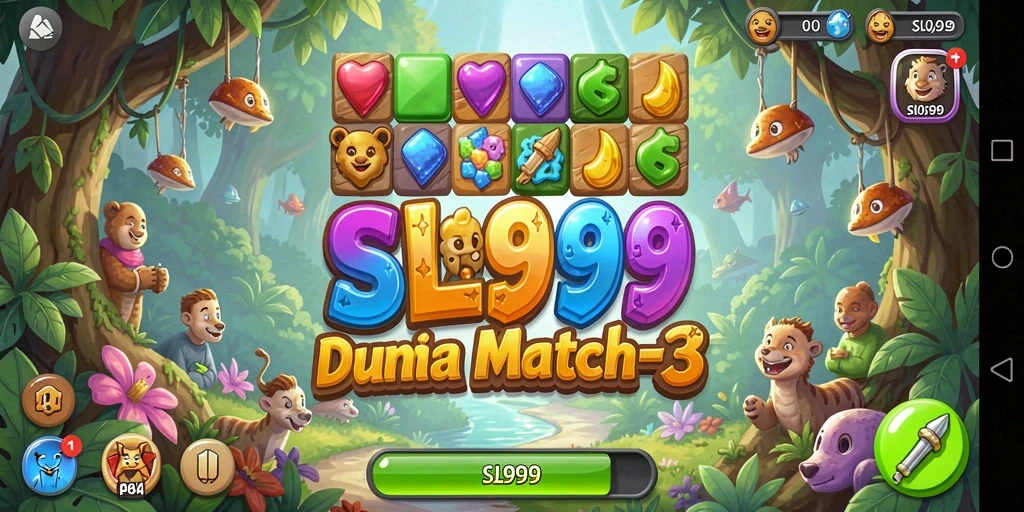 Tampilan gameplay SL999 dengan tantangan Match-3 yang seru.