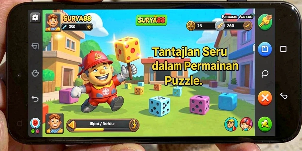 Tampilan gameplay SURYA88 dengan tantangan puzzle yang seru.
