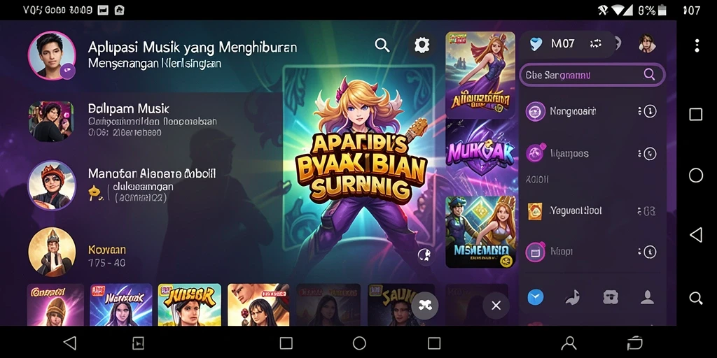 Tampilan screenshot gameplay V07 yang menarik dan penuh musik.